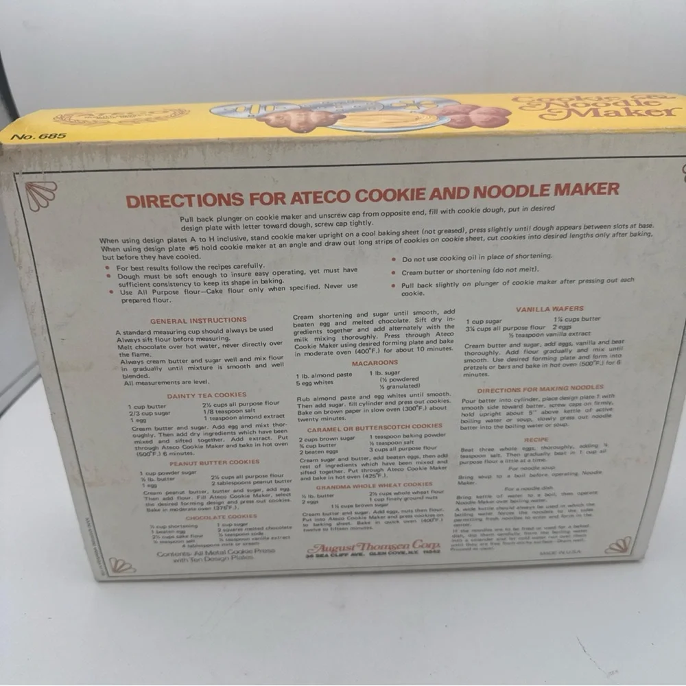 VTG NOS ATECO Original Cookie & Noodle Maker #685 cookie Press Sealed USA